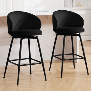 Bekrvio 30" Bar Height Stools - Swivel Velvet Barstools with Back, Modern Upholstered High Chairs for Kitchen Counter, Home Pub - 1 of 4