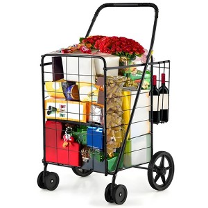 SKONYON Folding Shopping Cart with Swivel Wheels 110 lbs Weight Capacity - 1 of 4