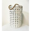 Essential Decor & Beyond 15.4" Tropical White Bamboo Hanging Lantern With Glass Candle Holder and Rope Handle Decorative Accent - 3 of 4