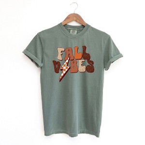 Simply Sage Market Women's Retro Fall Vibes Wavy Short Sleeve Garment Dyed Tee - 1 of 2