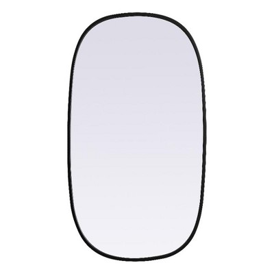 Elegant Decor Brynn 20x36 Oval Modern MDF Wood/Iron Mirror in Black