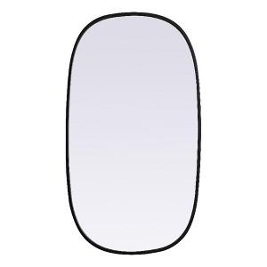 Elegant Decor Brynn 20x36 Oval Modern MDF Wood/Iron Mirror in Black - 1 of 4