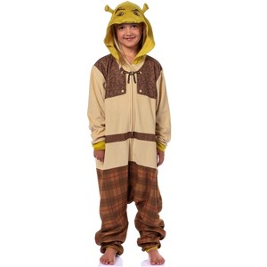 DreamWorks Shrek Boys' Character Union Suit Sleep Pajama For Kids Beige - 1 of 4