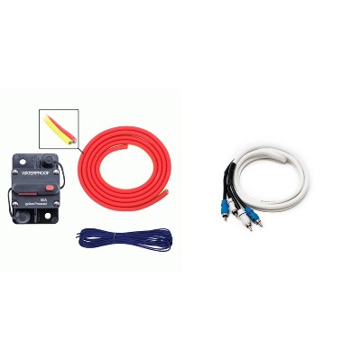 Metra MLAK8-10 50 Amp Breaker 8GA Tinned Pure Copper 10 foot Marine Wiring Kit with (1) 2 Meter Marine RCA Cable
