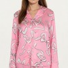 Anna-Kaci Lounge Women's 2-Piece Set Long Sleeve Button Front Pajama Set with Ribbon Print and Soft Silky Fabric for Relaxed Comfort - 3 of 4