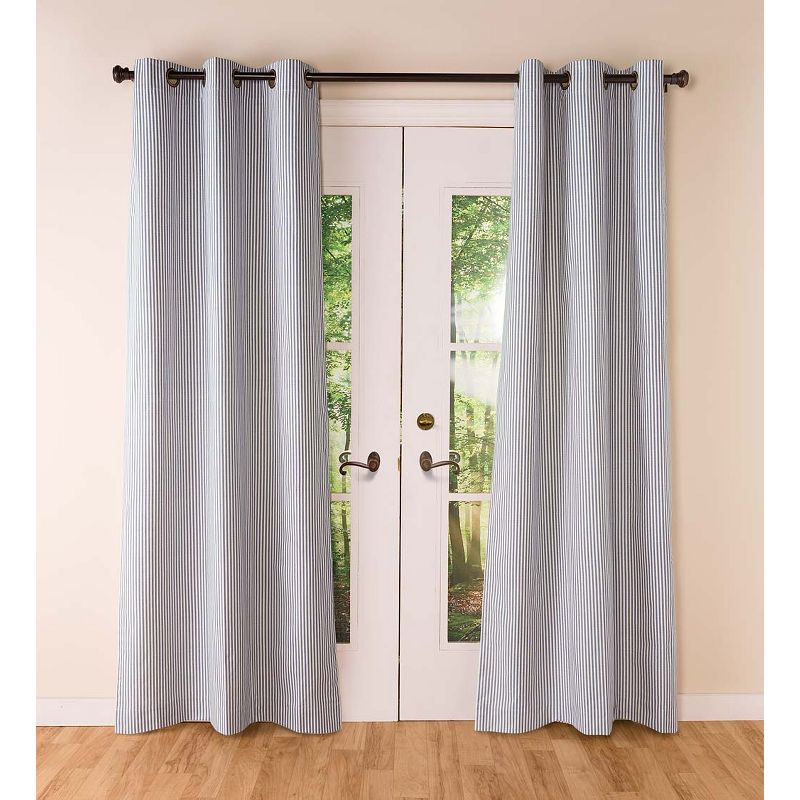 Thermalogic Insulated Ticking Stripe Grommet Top Curtain Pair, 54"L, 2 of 3