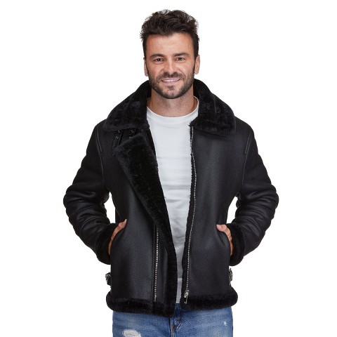 Мужская куртка Braveman Faux Shearling Bomber Jacket, Brown, Medium, цвет: Чёрный