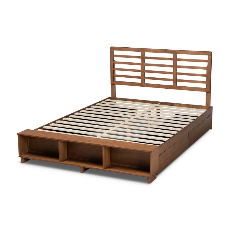 Full 4 Drawer Milana Modern Wood Platform Storage Bed Walnut/Brown - Baxton Studio, 5 of 13
