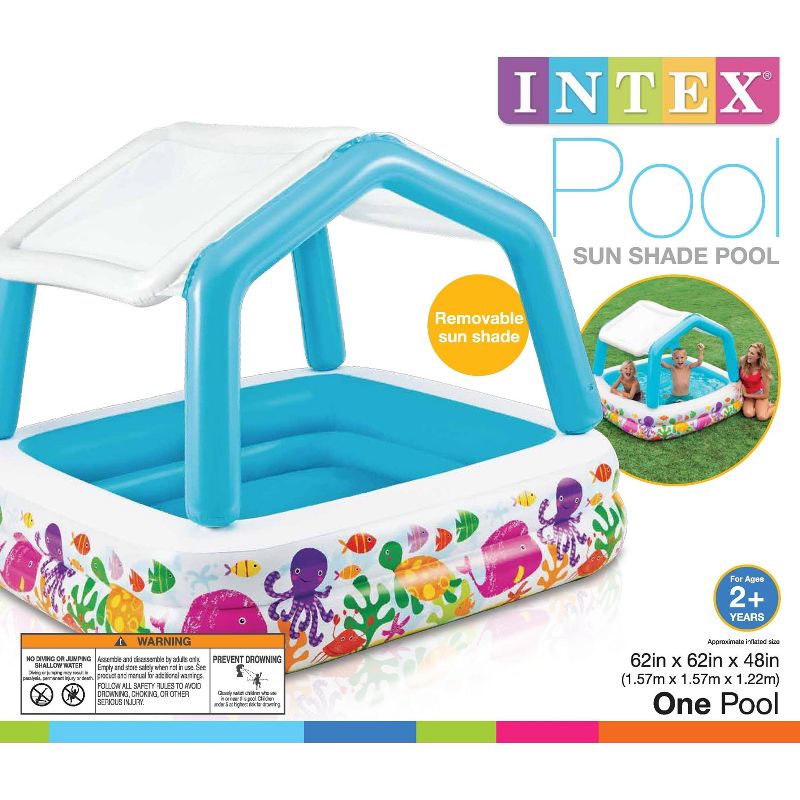 Intex Ocean Scene Kiddie Pool With Shade Canopy & Ocean Play Kiddie Pool & Games, 4 of 7
