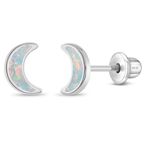 Girls' Classic Crescent Moon Screw Back Sterling Silver Earrings - In  Season Jewelry : Target