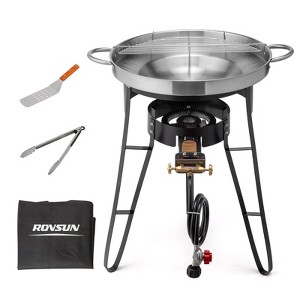ROVSUN 23" Concave Comal Set with 80,000BTU Propane Stove, Stainless Steel Discada Disc Cooker with Burner Stand for Backyard & Outdoor Cooking Frying - 1 of 4