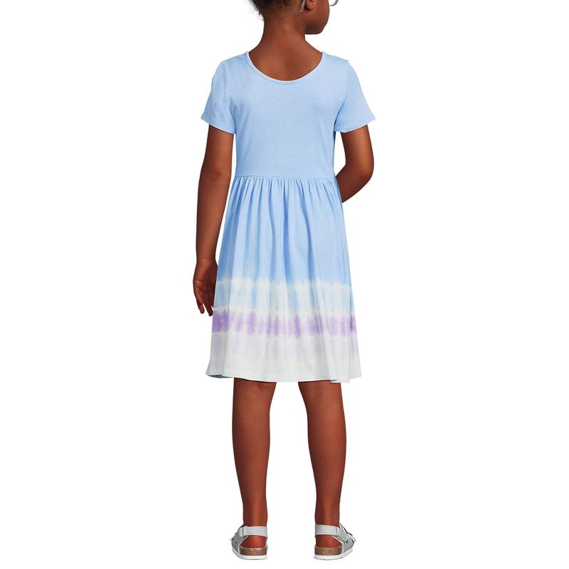 Lands' End Kids Short Sleeve Gathered Waist Jersey Dress, 2 of 4