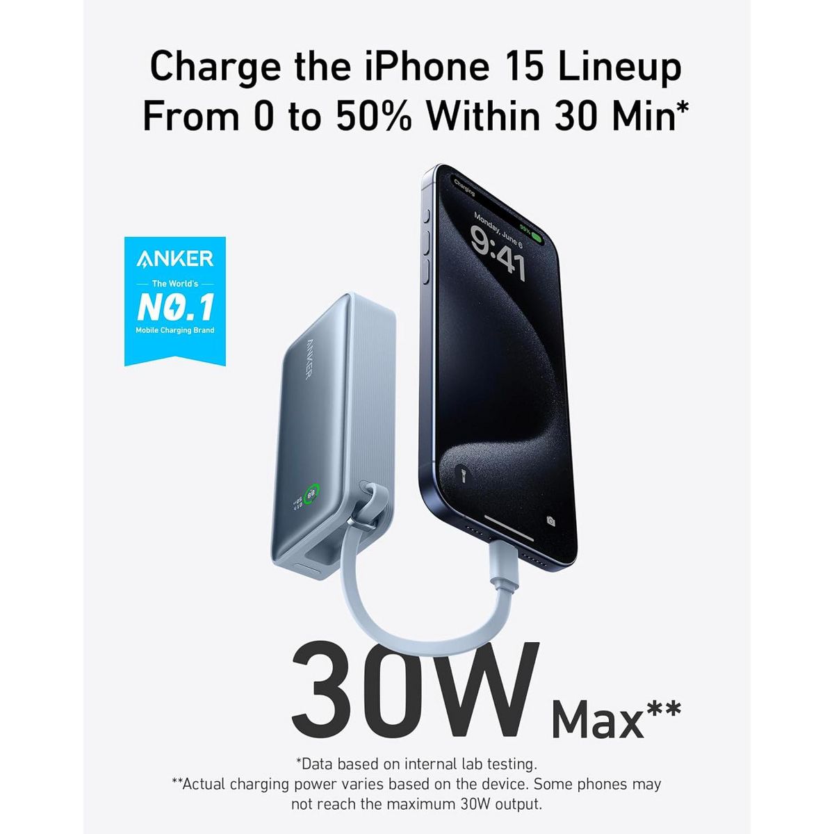 Anker Nano Power Bank, 10,000mAh Portable Charger with Built-in USB-C Cable, 30W Recharging, 30W Max Output - thumbnail 8