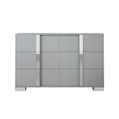 FONTOI Elegant Dresser with Metal Handle, Mirrored Storage Cabinet with 6 Drawers for Bedroom, Gray, 17.7"*30.3"*47.2"
