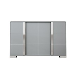 FONTOI Elegant Dresser with Metal Handle, Mirrored Storage Cabinet with 6 Drawers for Bedroom, Gray, 17.7"*30.3"*47.2" - 1 of 4