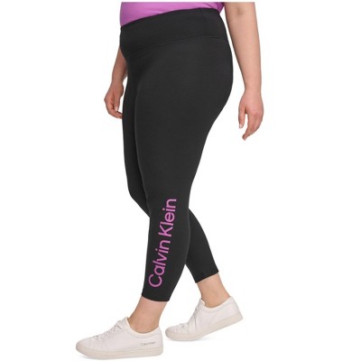 Calvin Klein Womens Logo Print Cropped Casual Leggings