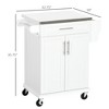 Kitchen Island on Wheels, Rolling Kitchen Cart with Stainless Steel Countertop, Drawer, Towel Rack and Spice Rack, Utility Storage Trolley - 3 of 4