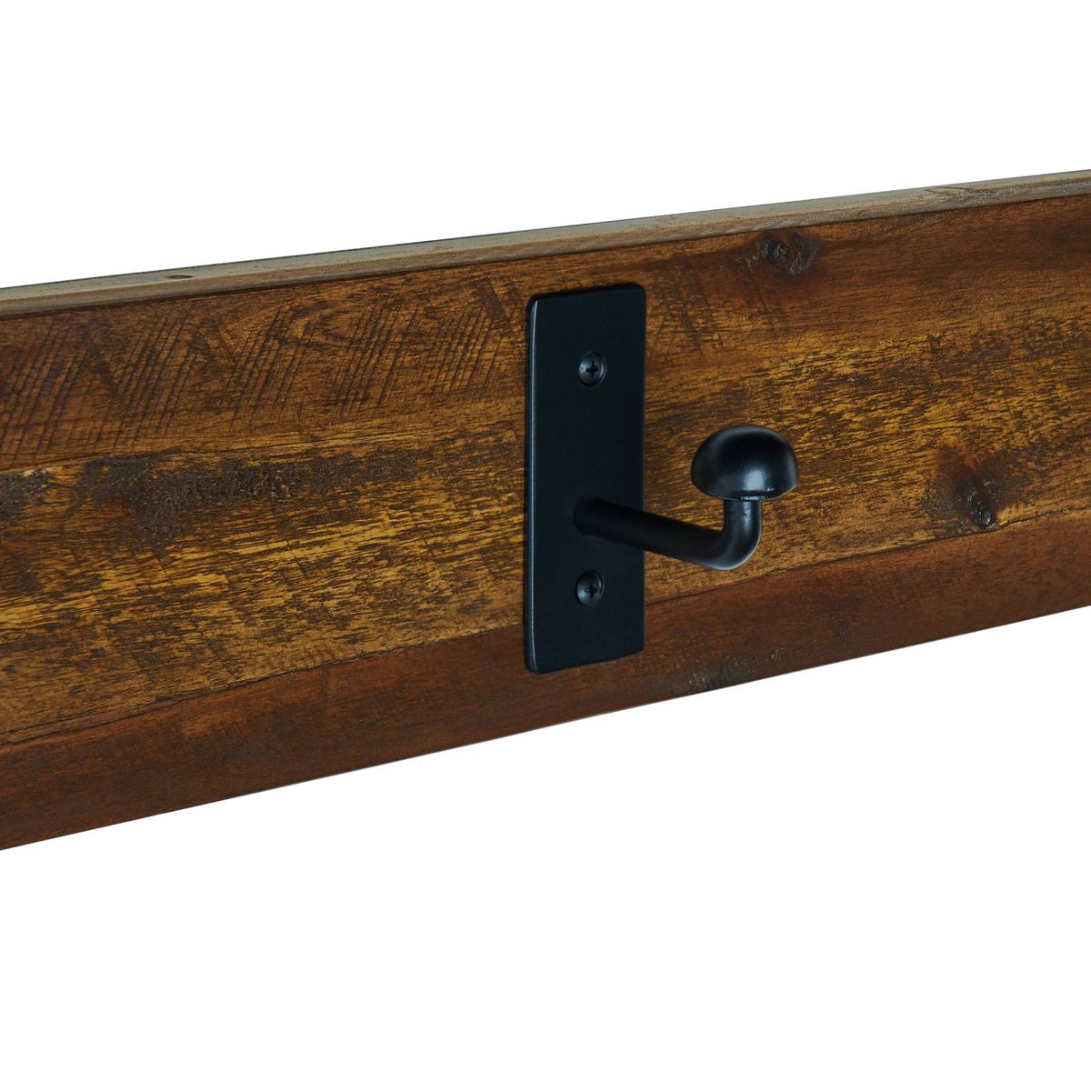 Durango Industrial Wood Coat Hook Shelf and Bench Set Dark Brown - Alaterre: Rustic Hall Tree, Mudroom Storage - thumbnail 9