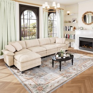 Captiva Designs Cloud Modular Sectional Sofa, 157.5" L-Shaped Couch with Movable Ottoman, 5-Seater - 1 of 4
