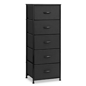 Pellebant Vertical Dresser for Bedroom Storage Tower 5-Drawer Steel Frame Wood Top Easy Pull Non-woven Fabrics Drawer - 1 of 4