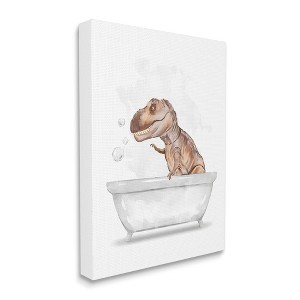 Stupell Industries T-Rex Dinosaur in Bubble Bath White Brown - 1 of 4