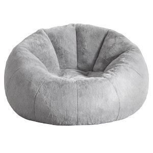 Itopfox Large Comfy Bean Bag Chair for Adults, Soft Faux Fur Sofa with Ergonomic Design, Perfect for Reading, Relaxing or Gaming in Grey - 1 of 4