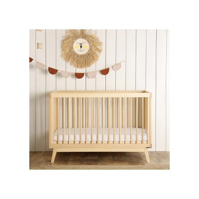 Natural Beechwood 3-in-1 Convertible Crib with Adjustable Height