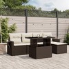vidaXL 6 Piece Patio Sofa Set with Cushions Brown Poly Rattan - Brown and cream without storage - 2 of 4