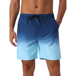 INSPIRE CHIC Men's Gradient Color Drawstring Elastic Waist Lining Summer Swimming Trunks - 1 of 4