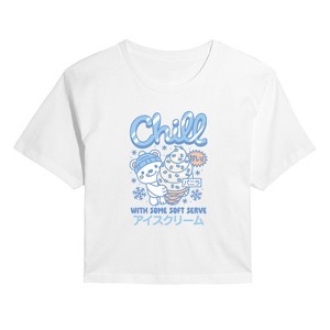 Women's - Instant Message - Polar Bear Ice Cream Cropped Graphic T-Shirt - 1 of 4