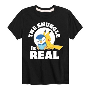 Boys' - Pokémon - The Snuggle Is Real Pikachu And Piplup Short Sleeve Graphic T-Shirt - 1 of 4