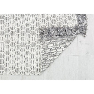 Handcrafted Gray Honeycomb 8' x 10' Wool Area Rug