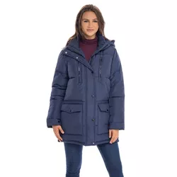 Sebby Womens Contemporary Fit Long Sleeve Puffer Jacket - Blue Small