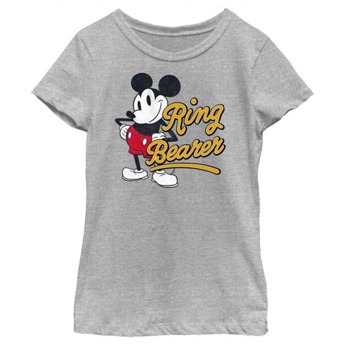 Girl's Disney Mickey Mouse Retro Ring Bearer T-shirt - Athletic Heather ...