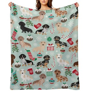 Dachshund Christmas Dog Christmas Throw Blanket Soft Fleece Christmas Blanket Cozy Flannel Throw for Couch Bed 60x80 inches - 1 of 1