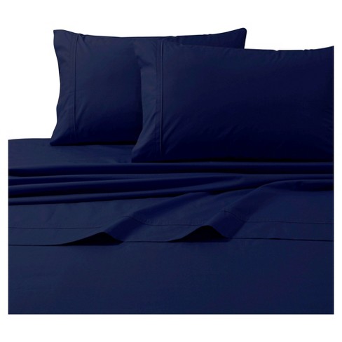 Is aan het huilen Om toevlucht te zoeken Indiener Cotton Percale Solid Sheet Set (king) Midnight Blue 300 Thread Count -  Tribeca Living : Target