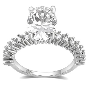 Oval Engagement Ring for Women 2.54 Ct Cubic Zirconia Sterling Silver Bellaria by Ginger Lyne - 1 of 4
