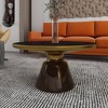LeisureMod Tully Collection Glass Coffee Table, Gold Rim with Glass/ Sintered Stone Top - 2 of 4