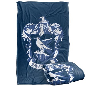 Kids' Harry Potter Ravenclaw Crest Silky Touch Blanket White 36X58 - 1 of 4