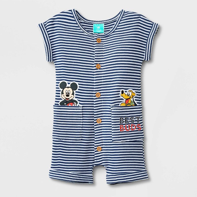 Baby Boys&#39; Disney Mickey Mouse Romper - Blue, 1 of 7