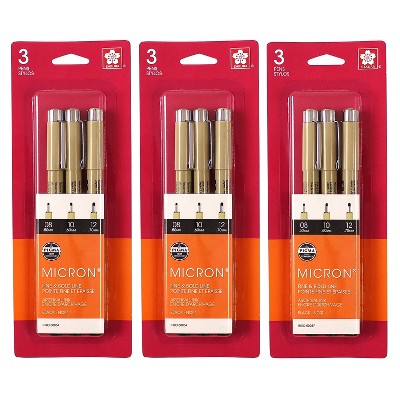 Sakura Pigma Micron Pen Fineliner Black Ink 3/Bundle (SAK50057-3)