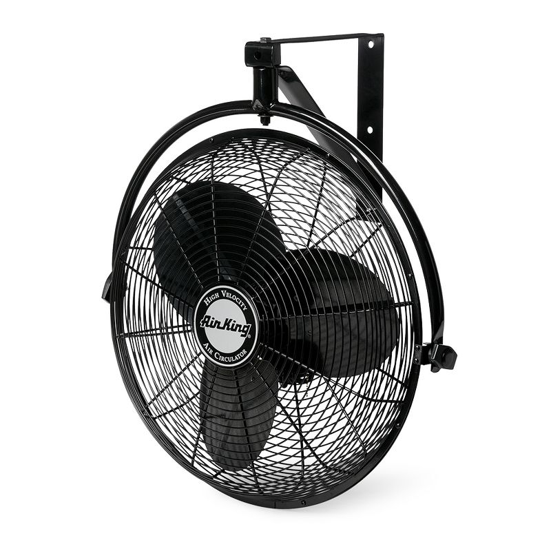 Air King 20 Inch 1/6 Horsepower 3-Speed 90-Degree Adjustable Angle Non-Oscillating Enclosed Workshop Home Garage Steel Wall Mounted Fan, Black, 2 of 7