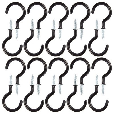 20-Piece Cup Hooks Ceiling Hook, 2.75” Rubber Coated Screw Hooks for Hanging Coffee & Tea Cups, Plants, Black