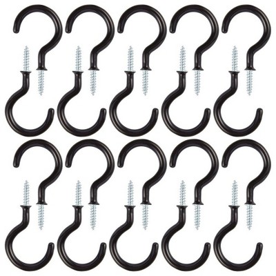 20-Piece Cup Hooks Ceiling Hook, 2.75” Rubber Coated Screw Hooks for Hanging Coffee & Tea Cups, Plants, Black