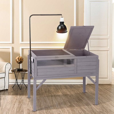 Large Gray Wooden Tortoise Habitat with Acrylic Sides