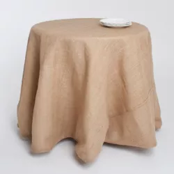 Saro Lifestyle Burlap Tablecloth, Natural, 96" Round