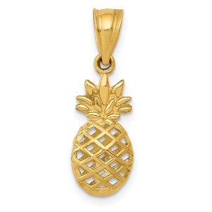 Black Bow Jewelry 14k Yellow Gold 3D Pineapple Pendant, 9mm (3/8 inch) - 1 of 4