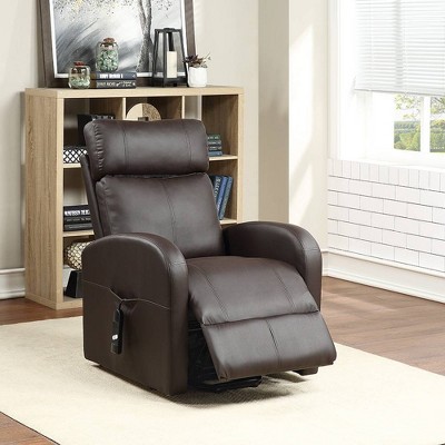 Ricardo Brown Faux Leather Swivel Recliner with Power Lift