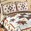 Collections Etc Fall Leaves Star Patchwork Scalloped Edge Pillow Sham Set - 2 of 3