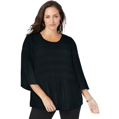 Jessica London Women's Plus Size Pleated Blouse - 26 W, Black : Target